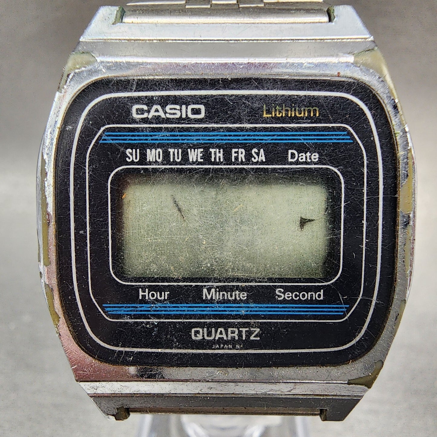 VTG Casio 155-B815 Watch Men 34mm Digital Silver Tone Octagon PARTS