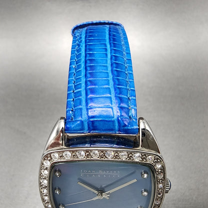Joan Rivers Classic Watch Women 38mm MOP Silver Tone Rectange Crystal Bezel Runs4