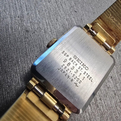 Seiko Tank Watch Women 20mm Brown Dial Gold Tone Rectangle 2621-5200 New Batt10