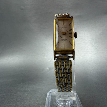 Seiko Venus Tank Watch Women 15mm Silver Dial Gold Tone 5514 Manual Runs Vintage5