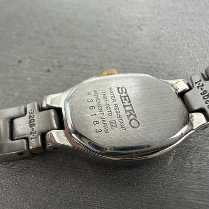 Seiko Watch Women 16mm Blue Dial Two Tone Oval VTG 1N010CT0 New Battery9