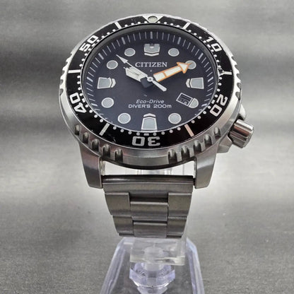 Citizen Eco-Drive Watch Men 44mm Black Dial Two Tone Date E168-S100623 Works5