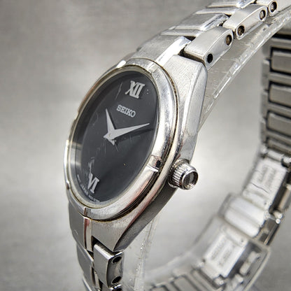 Seiko Watch Women 22mm Black Dial Silver Tone Round 1n000ls0 New Battery2