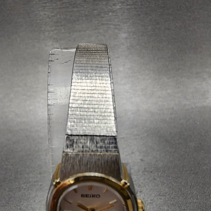 Seiko Watch Women 18mm White Dial Two Tone Oval 73216100 New Battery4