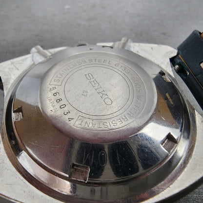 Seiko Pogue Chronograph Watch Men 41mm Blue Dial Steel Daydate 6139 Serviced9