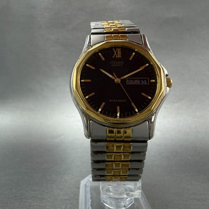 Citizen Watch Men 34mm Black Dial Two Tone Daydate 5500-S24361 New Battery5