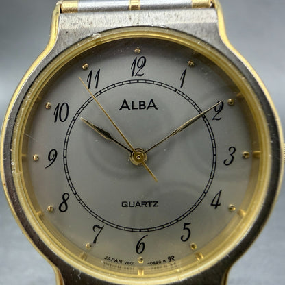Seiko Alba Watch Unisex 31mm Gray Dial Two Tone Round V801-0190 New Battery1