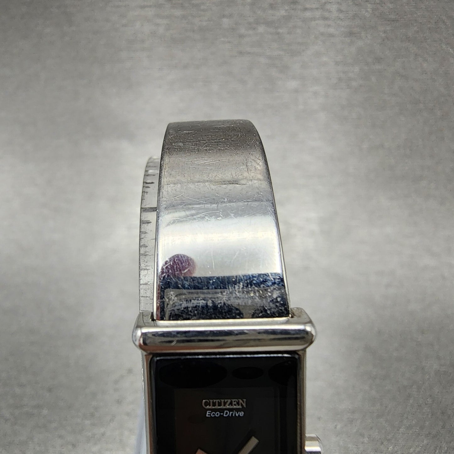 Citizen EcoDrive Watch Tank Watch Women 15mm Black Dial Steel Rectangle Runs4