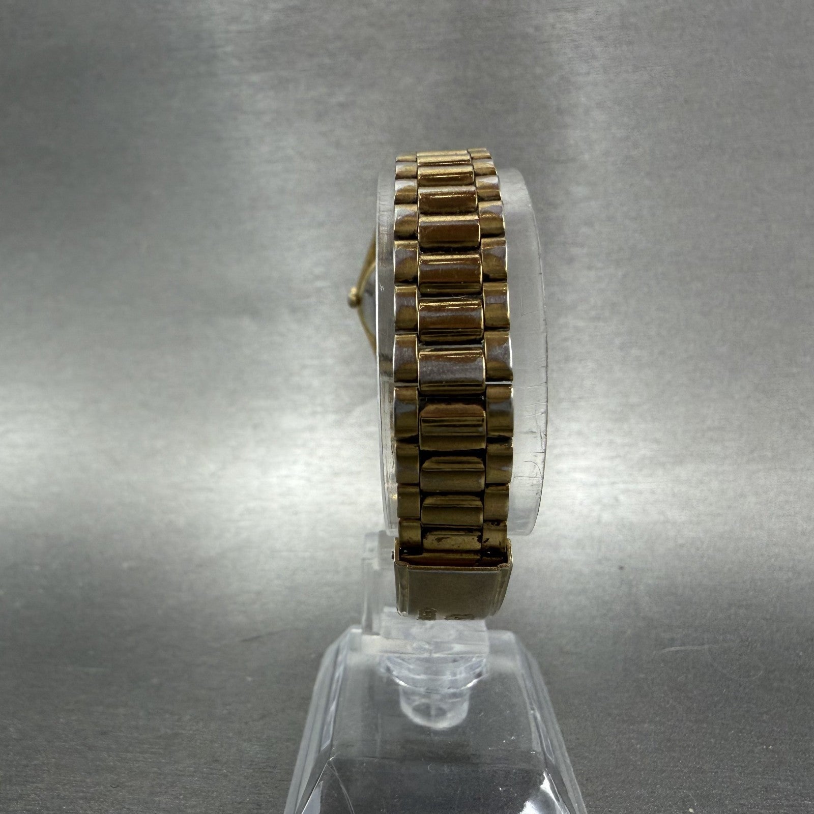 Seiko SQ Watch Women 24mm Gold Dial Gold Tone Daydate Round 3E230A60 NewBatt A7