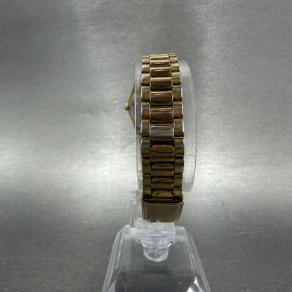Seiko SQ Watch Women 24mm Gold Dial Gold Tone Daydate Round 3E230A60 NewBatt A7