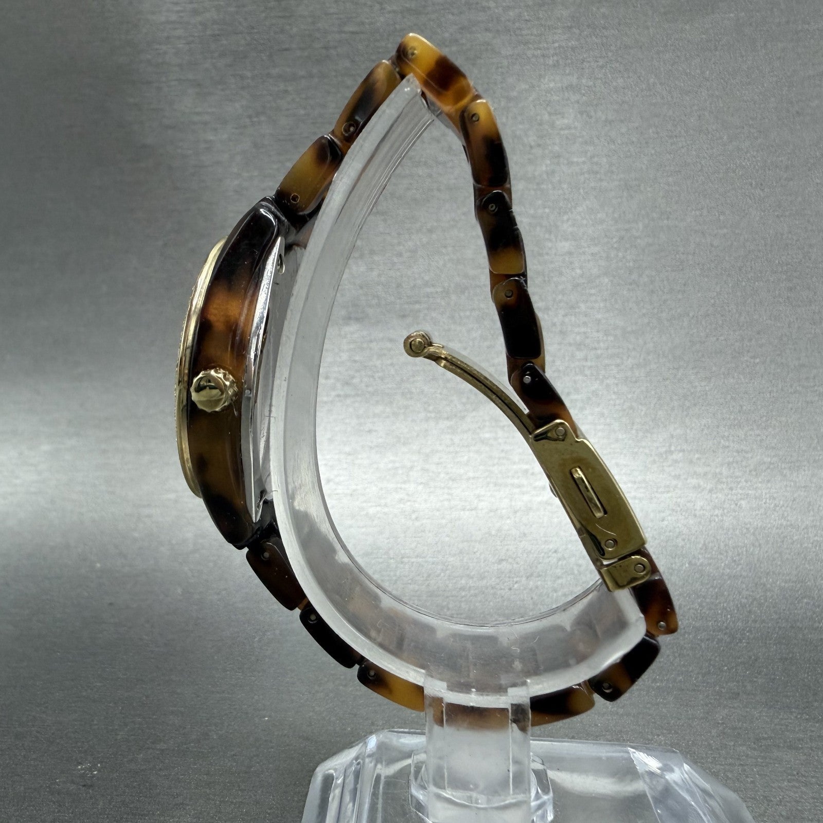 Fossil Stella Mini Watch Women 31mm Brown Dial Brown Tortoise Date ES-2922 Runs6