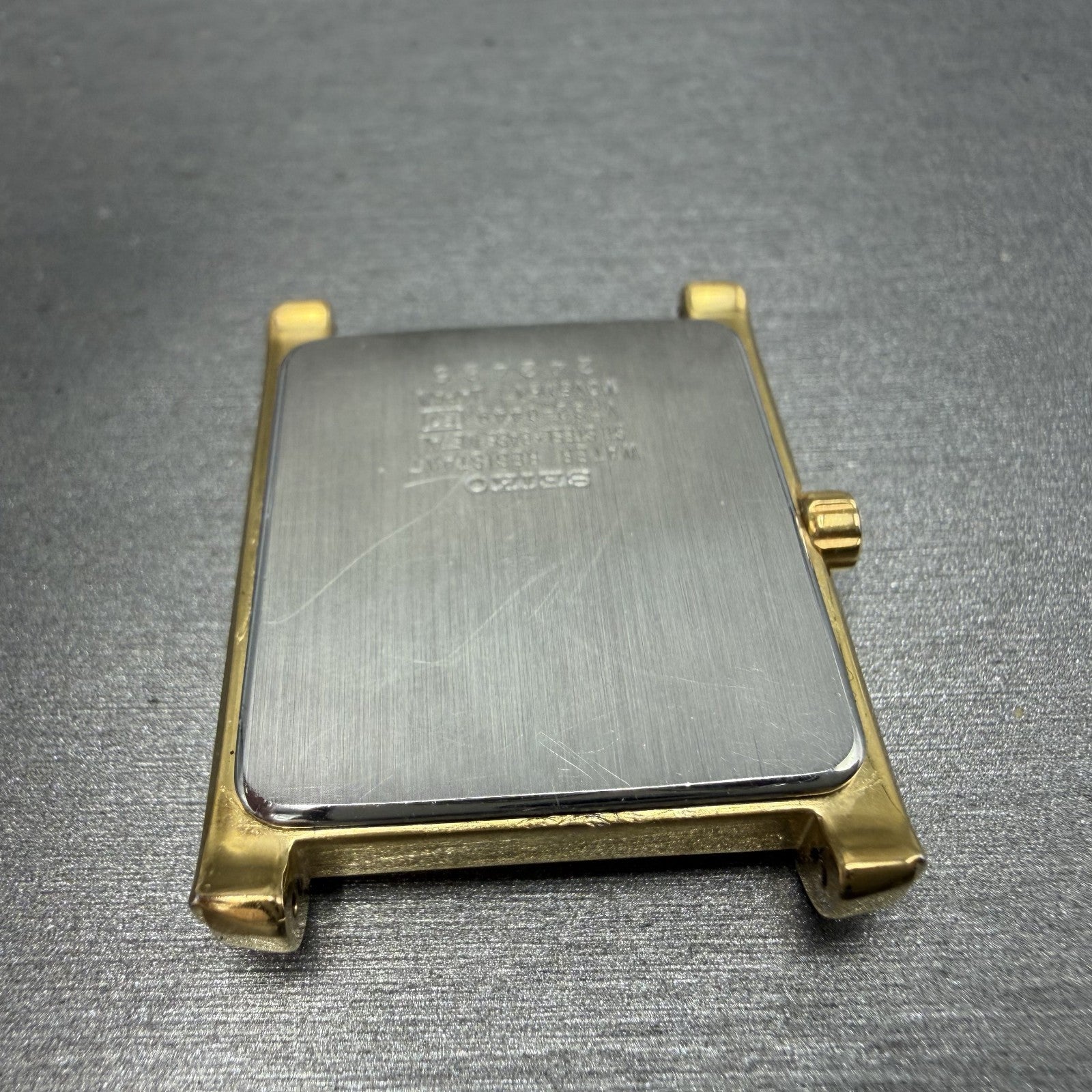 Seiko Tank Watch Men 28mm White Dial Gold Tone Rectangle Date V732-0449 PARTS10
