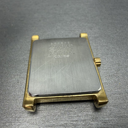 Seiko Tank Watch Men 28mm White Dial Gold Tone Rectangle Date V732-0449 PARTS10