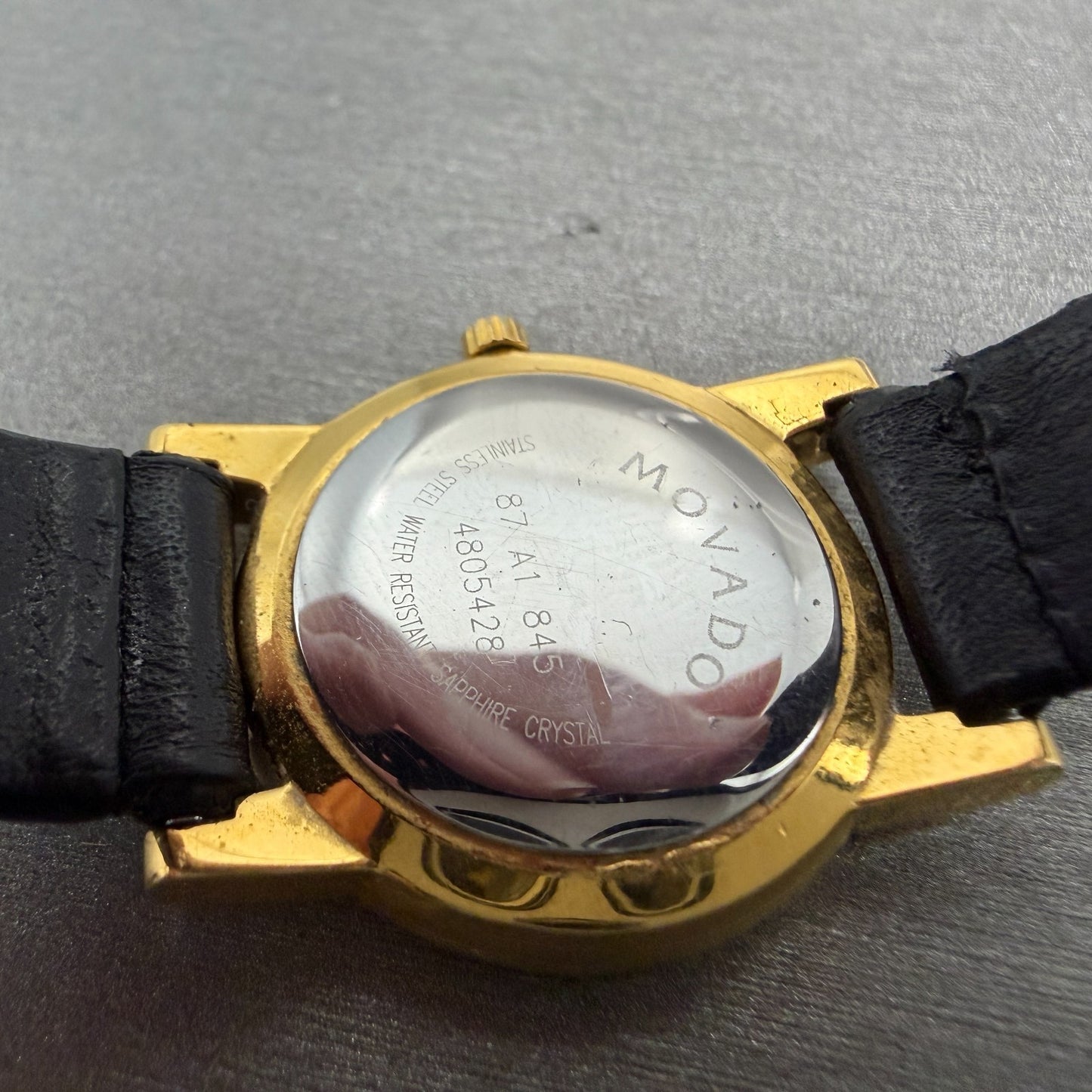 Movado Muesum Watch Women 25mm Black Dial Gold Tone Round 87 A1 845 New Battery19