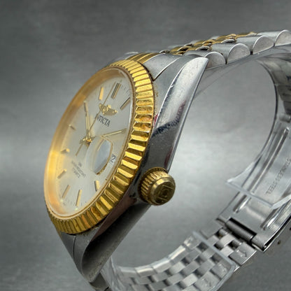 Invicta President Watch Men 36mm Silver Dial Two Tone Date Round New Battery2