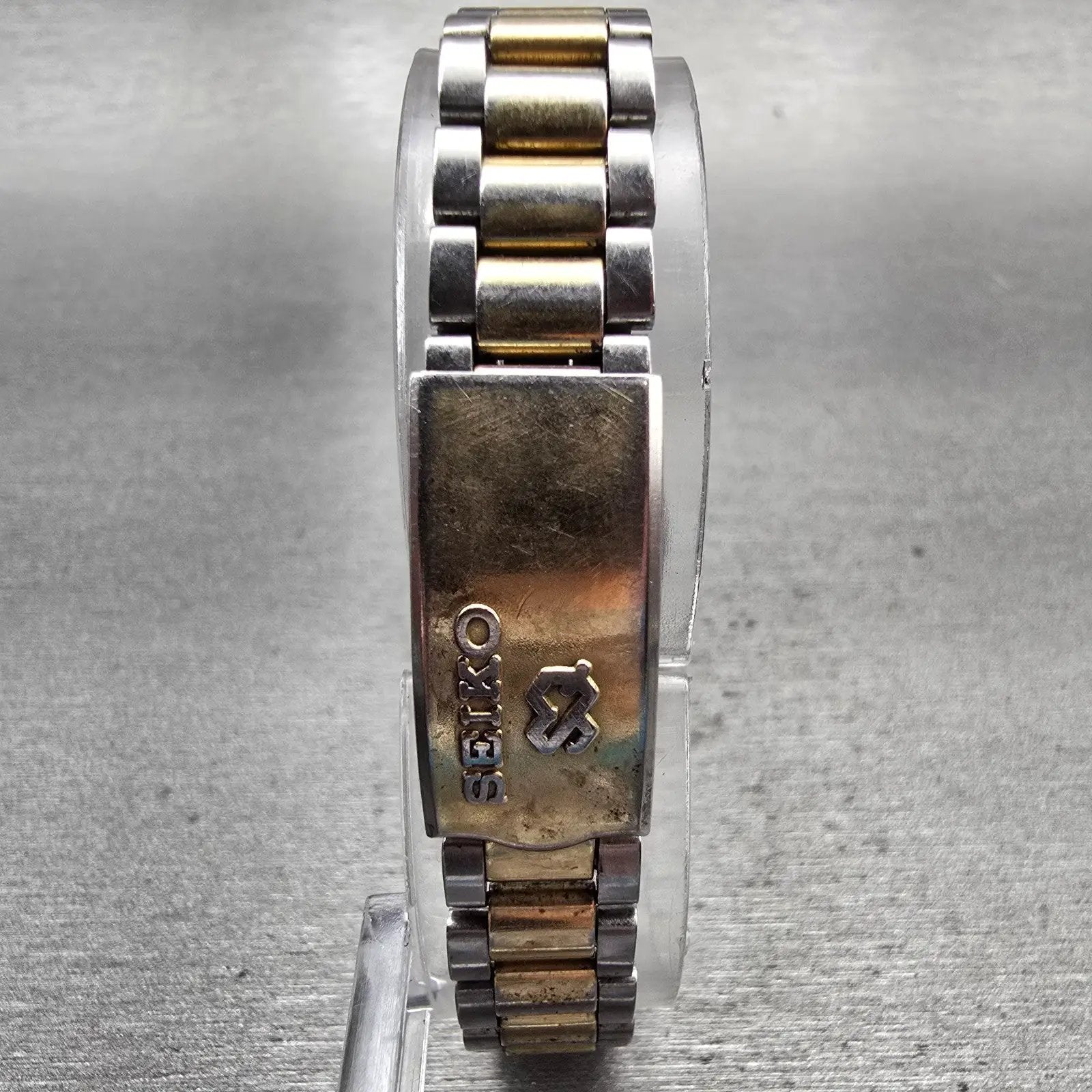 Seiko SQ Watch Women 24mm Silver Dial Two Tone Daydate Round 2626-0159 New Batt7