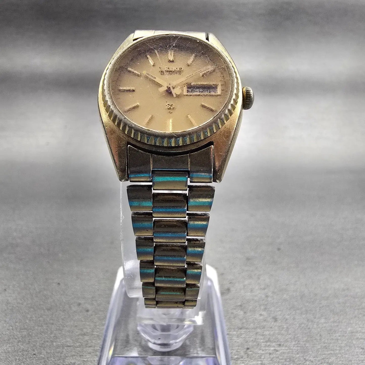 Seiko SQ Watch Women 24mm Gold Dial Gold Tone Daydate Round 2626-0150 New Batt5