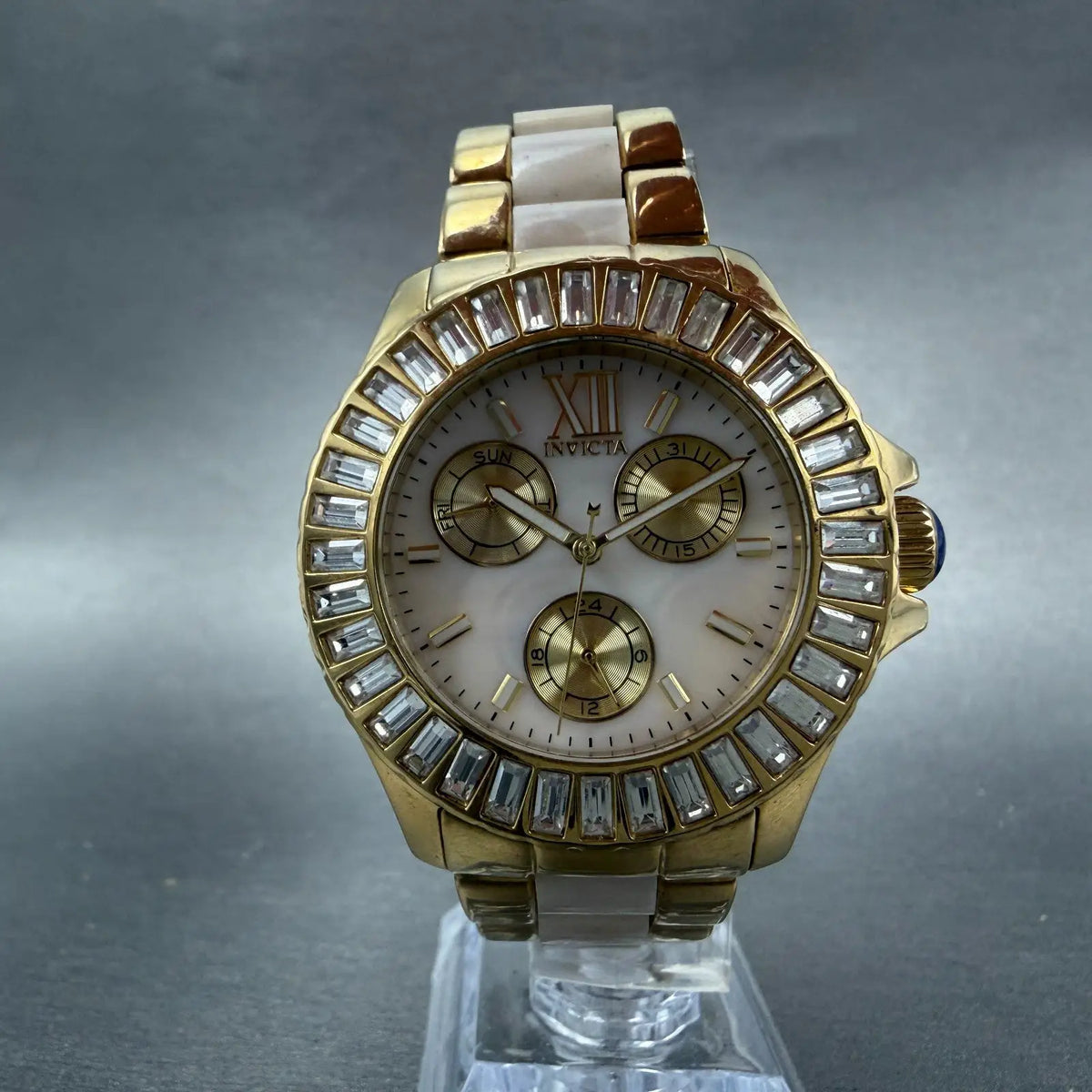 Invicta Angel Watch Women 38mm MOP Dial Gold Toe Daydate Round 29084 New Battery5
