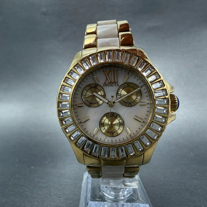 Invicta Angel Watch Women 38mm MOP Dial Gold Toe Daydate Round 29084 New Battery5