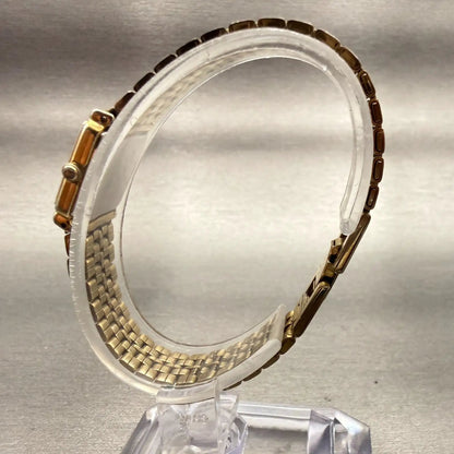 Seiko Watch Women 14mm Gold Dial Gold Tone Rectangle 1F20-5B80 New Battery VTG6