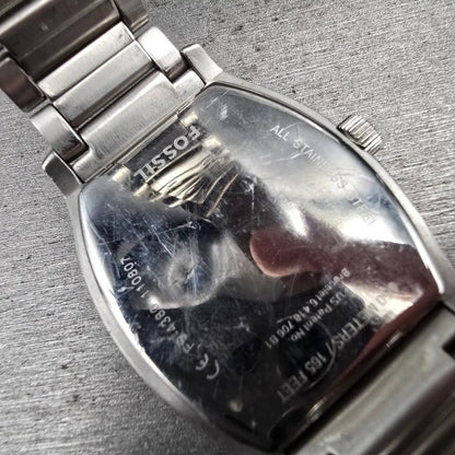 Fossil Arkitekt Watch Men 38mm Silver Dial Silver Tone Date FS-4380 New Battery10