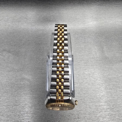 Seiko SQ Watch Women 24mm Gold Dial Two Tone Daydate Round 3E23-0A69 New Batt 1K4