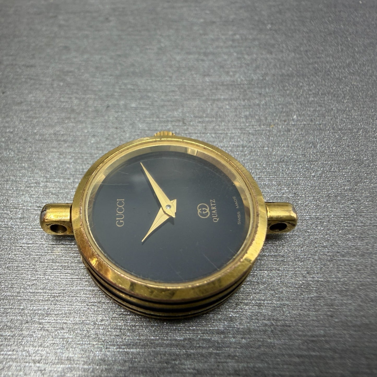 Gucci 2000L Watch Women 21mm Black Dial Gold Plated Round Vintage PARTS4