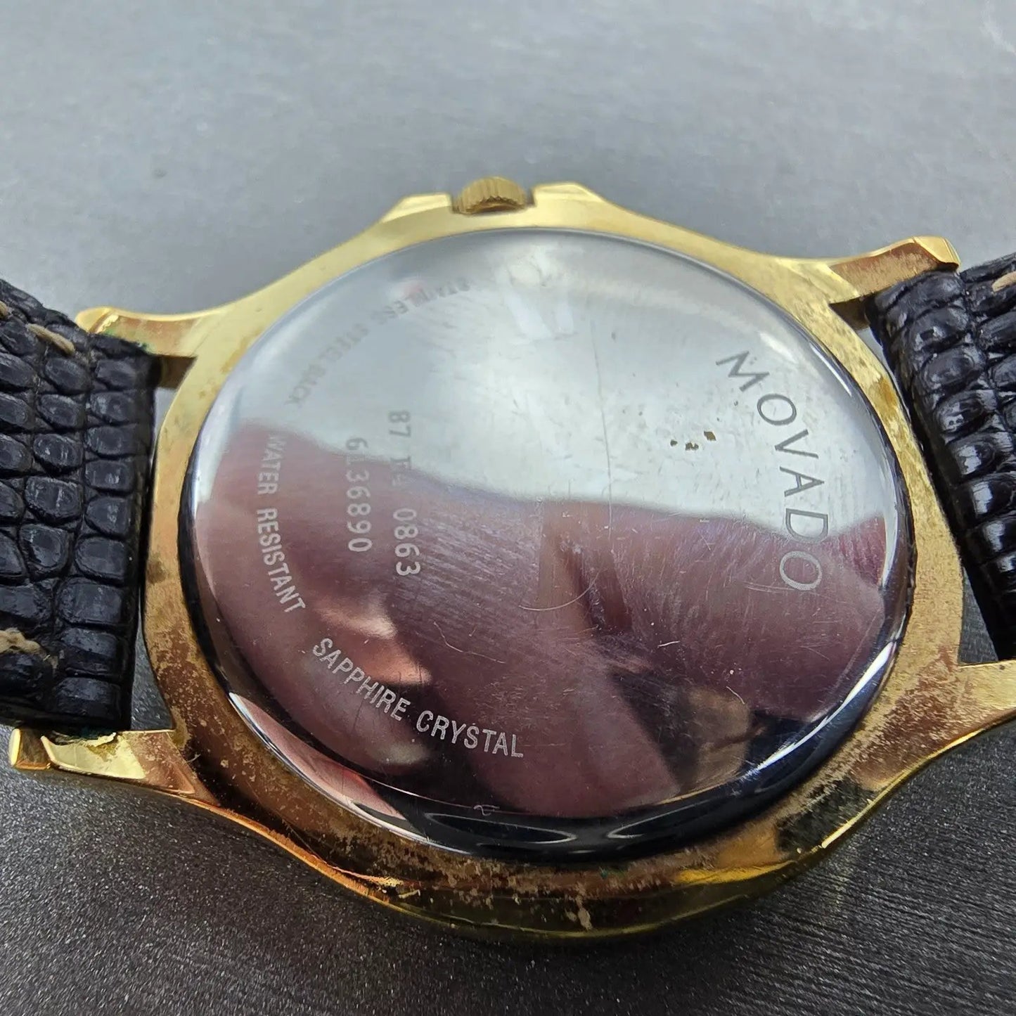 Movado Museum Watch Men 35mm Black Dial Gold Tone Round 87-E4-0863 Round PARTS A11