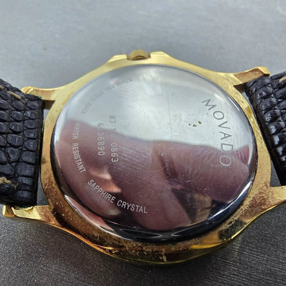 Movado Museum Watch Men 35mm Black Dial Gold Tone Round 87-E4-0863 Round PARTS A11