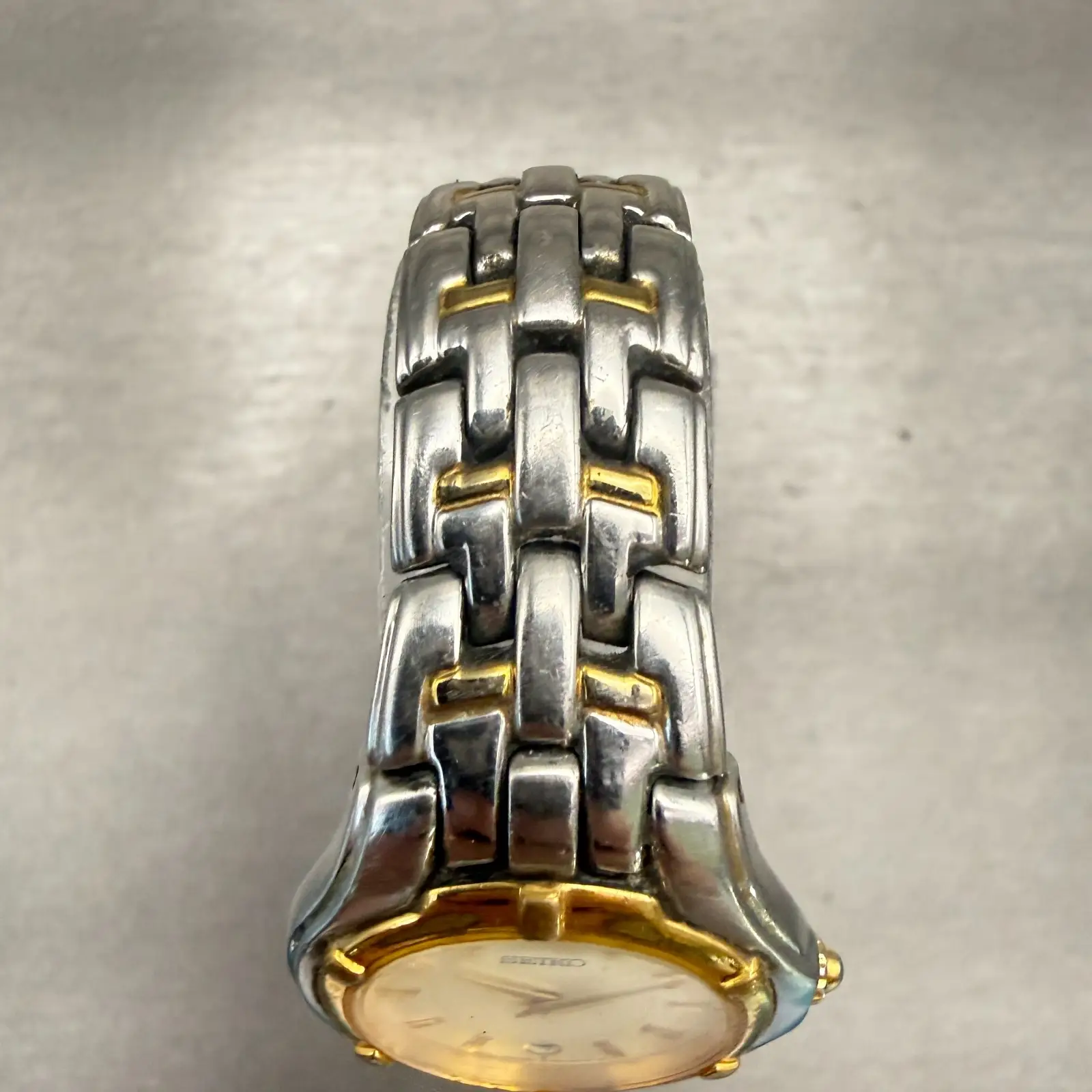 Seiko Watch Women 26mm Champagne Dial Two Tone Date Round V789-0369 New Battery4