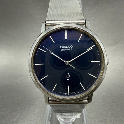 Seiko Watch Men 34mm Blue Dial Silver Tone Round 4120-9010 New Battery Vintage0