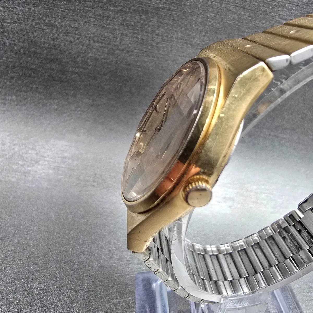 Seiko SQ Watch Men 33mm Gold Dial Gold Daydate Round 6923-7099 New Battery2