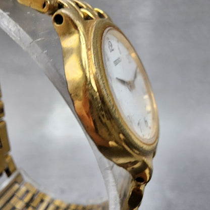 Seiko Watch Women 25mm White Dial Gold Tone Date Round 7n896001 New Battery3