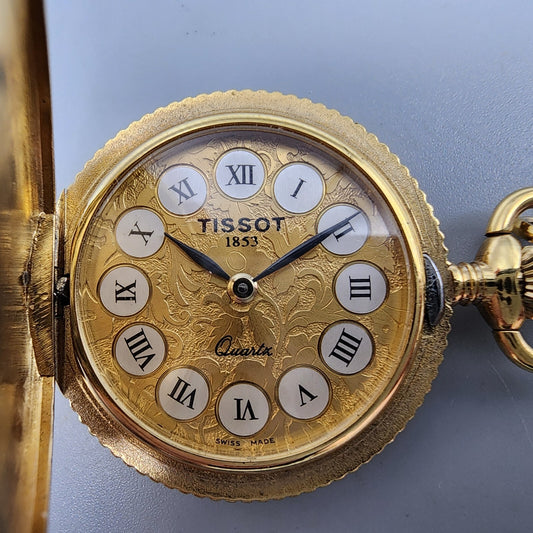 Tissot Pendant Watch Women 28mm Gold Dial Gold Tone Round New Battery