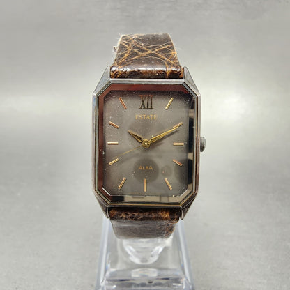 Seiko ALBA Estate Watch Men 25mm Gray Dial Gray Tone Rectangle V301-5090 New Bat
