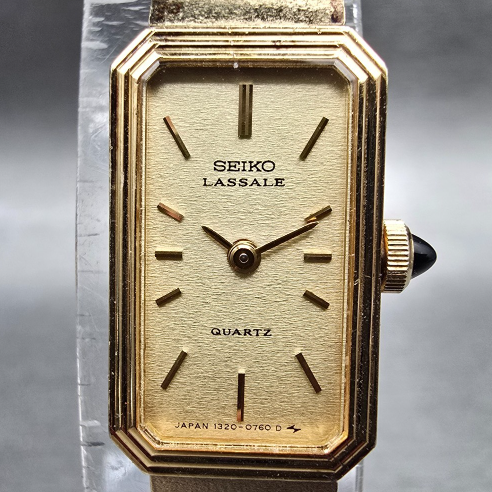Seiko Lassale Watch Women 13mm Champagne Dial Gold Tone 1320-5609 New Battery1