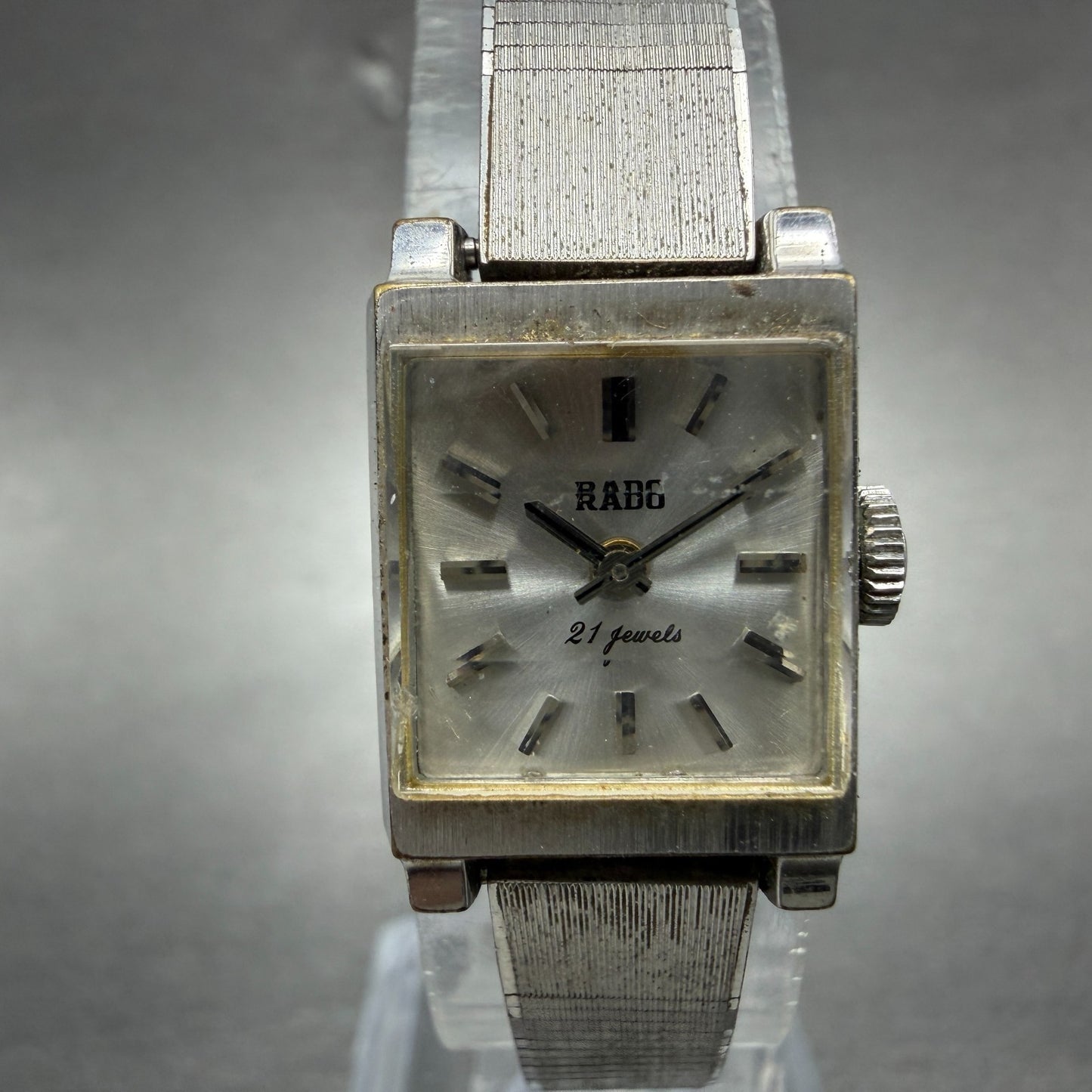 Rado Tank Watch Women 16mm Silver Dial Silver Tone Rectangle Manual Wind Runs0