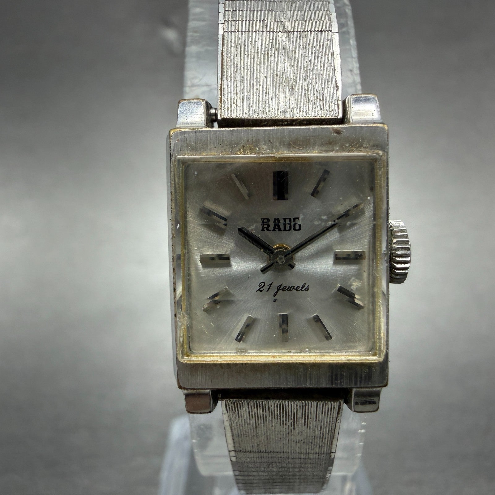 Rado Tank Watch Women 16mm Silver Dial Silver Tone Rectangle Manual Wind Runs0