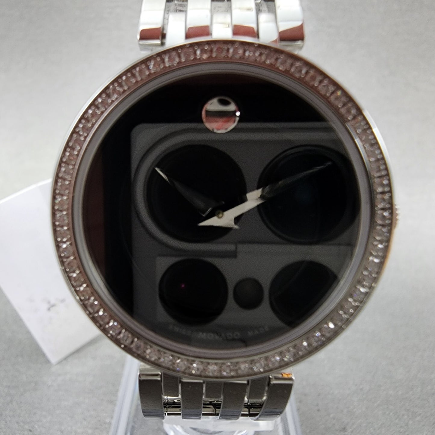 Movado Esperanza Watch Women 28mm Black Dial Steel Diamond Bezel Round  06070521