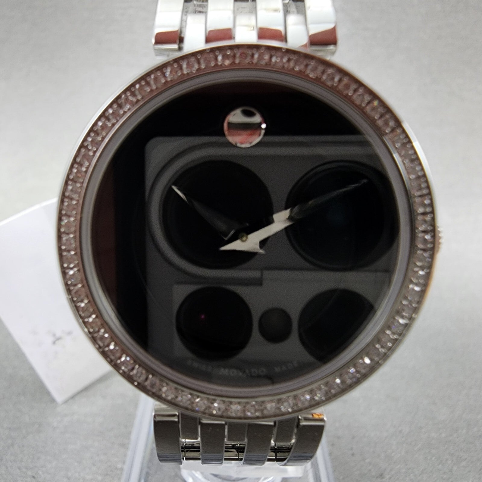 Movado Esperanza Watch Women 28mm Black Dial Steel Diamond Bezel Round  06070521