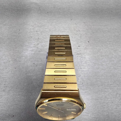 Seiko Watch Men 33mm Champagne Dial Gold Tone Daydate Round 5Y23-8119 New Batt4