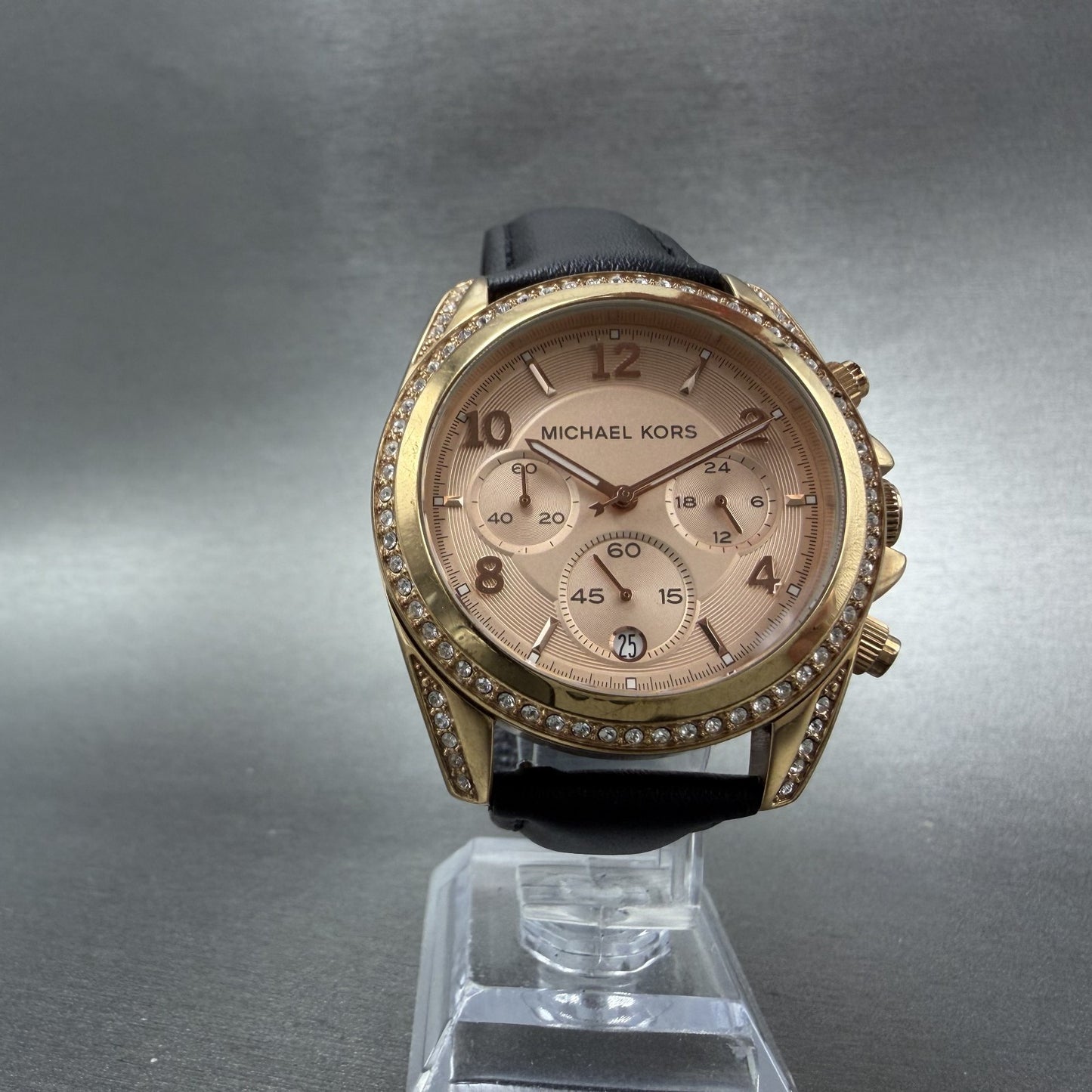 Michael Kors Blair Chronograph Watch Women 40mm Rose Dial Gold Tone Date NewBatA5