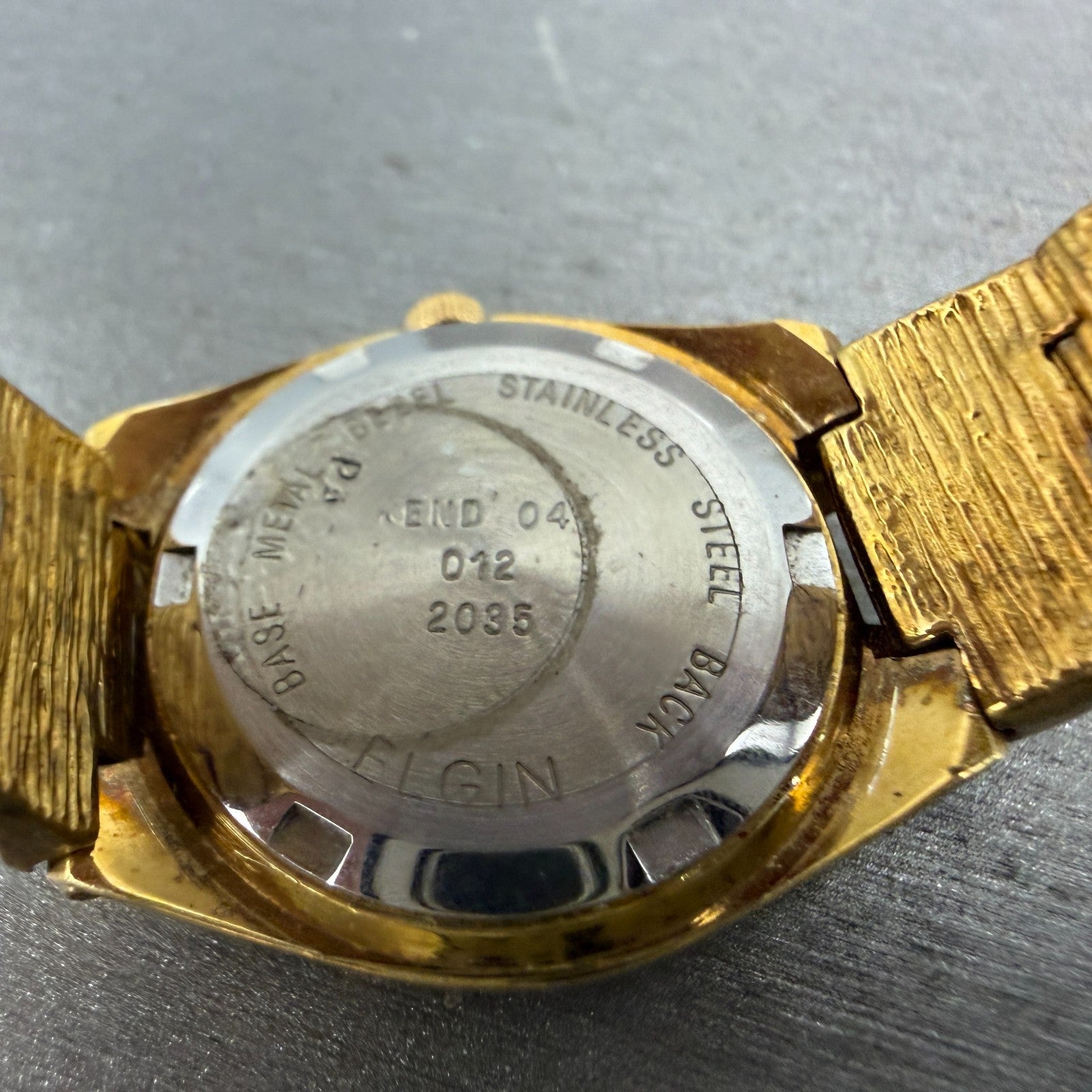 Elgin Watch Women 26mm Black Dial Gold Nugget Case Tone New Battery VTG KLJ9
