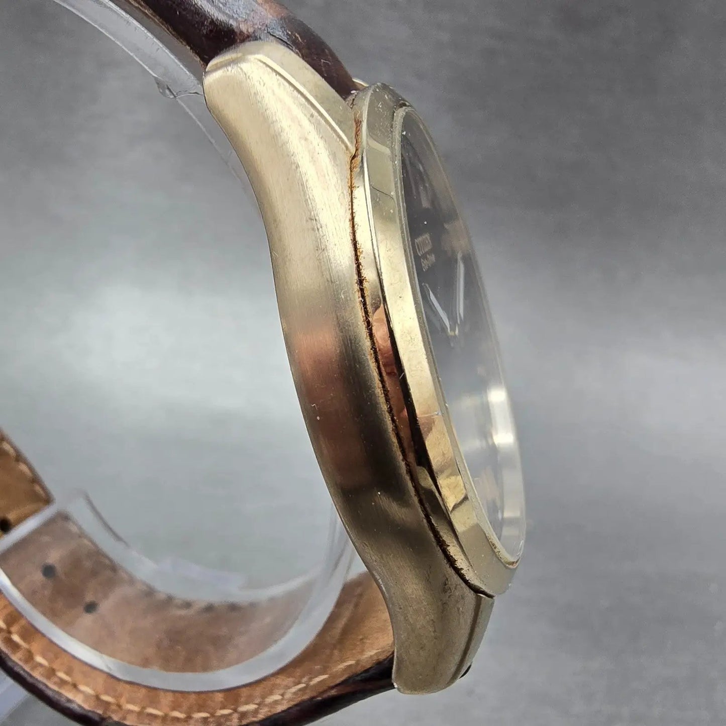 Citizen Eco-Drive Watch Men 40mm Black Dial Rose Gold Tone Date J165-S070937 Run3