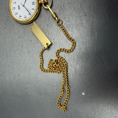 Seiko Alba Pocket Watch Men 36mm White Dial Gold Tone Round V701-0B00 New Batt6