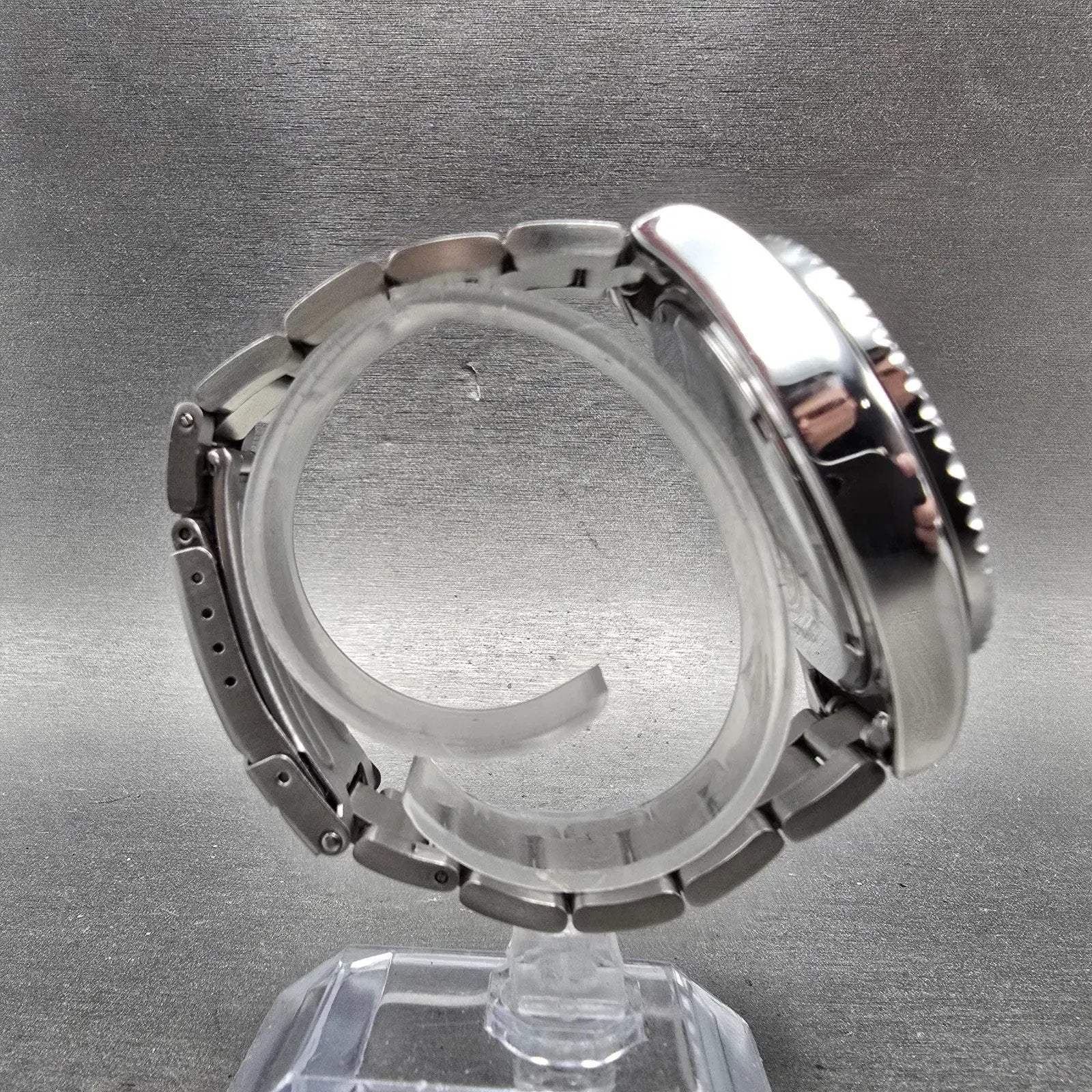 Elgin Dive Watch Men 44mm Black Dial Steel Atomic Solar Analog Digital Runs READ9