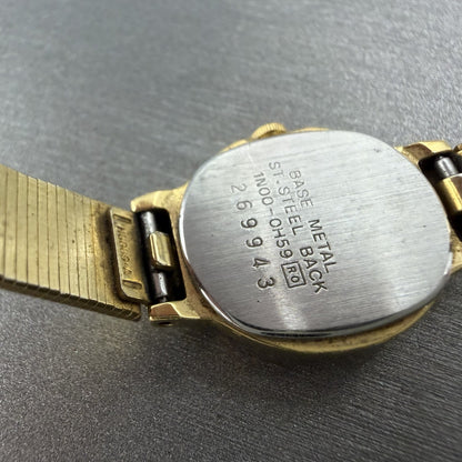 Seiko Watch Women 18mm Black Dial Gold Tone Round 1N00-0H59 New Battery9