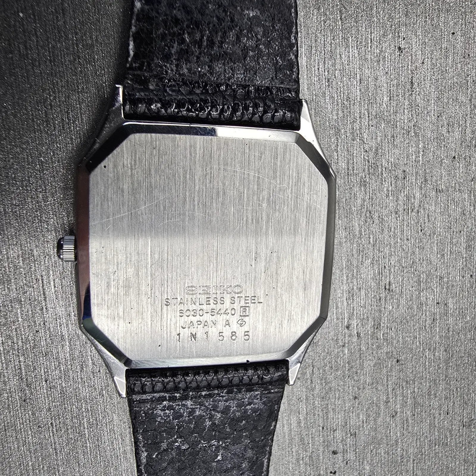 Seiko Watch Men 30mm Silver Dial Silver Tone Rectangle 6030-5440 New Battery VTG10
