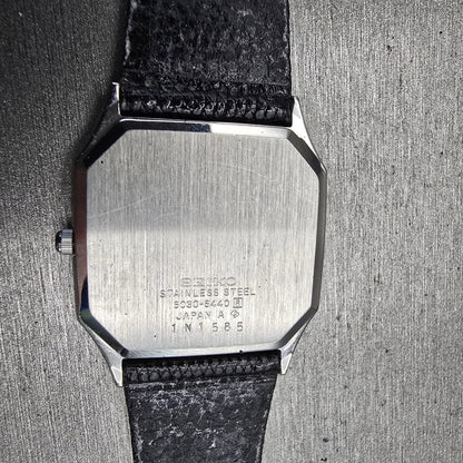 Seiko Watch Men 30mm Silver Dial Silver Tone Rectangle 6030-5440 New Battery VTG10