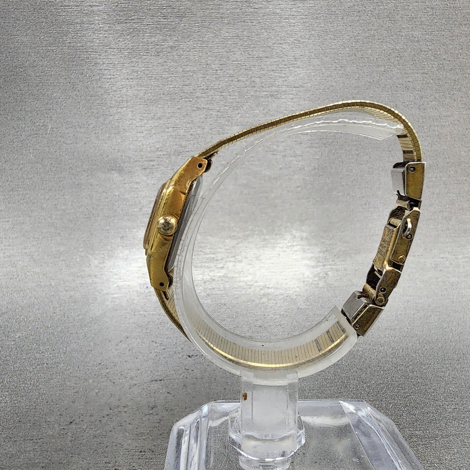 Seiko Tank Watch Women 17mm Brown Dial Gold Tone Rectangle 54205019 New Batt AB6